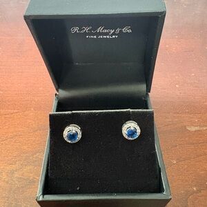 Sapphire sterling silver earrings
